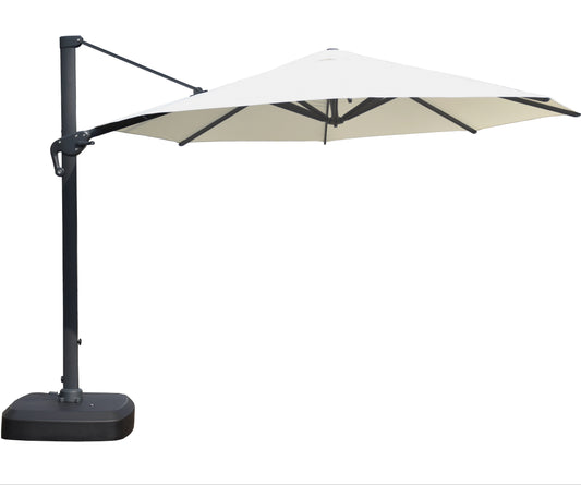 Sombrilla Kioto octogonal Ø 350 cm con pie lateral y base rellenable de 150 kg