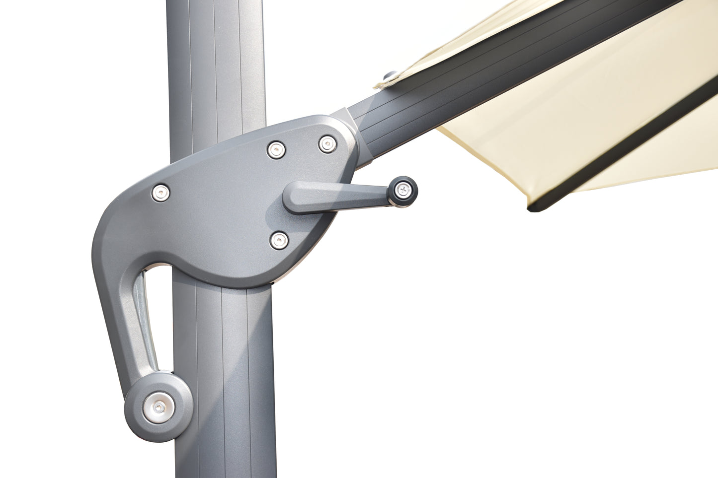 Sombrilla Kioto octogonal Ø 350 cm con pie lateral y base rellenable de 150 kg