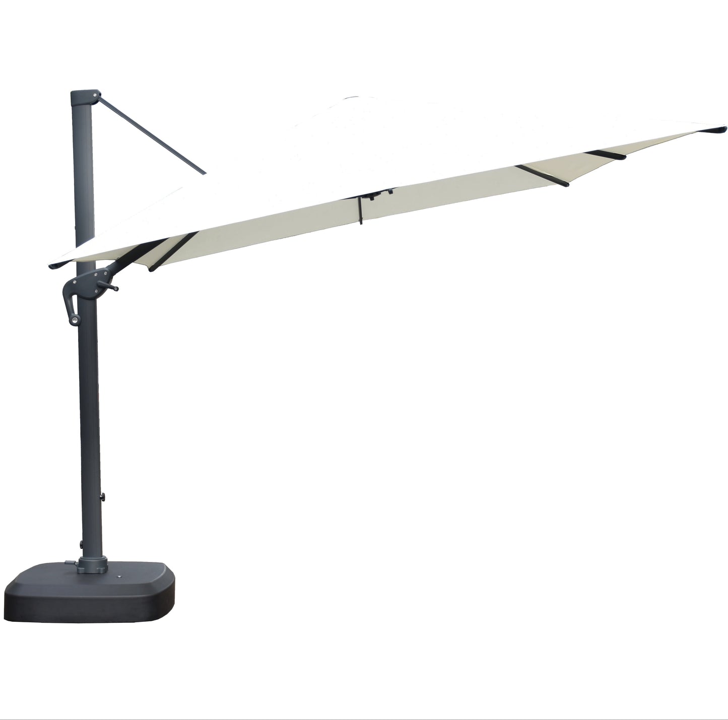 Sombrilla Kioto rectangular 300x400 cm con pie lateral y base rellenable de 150 kg.