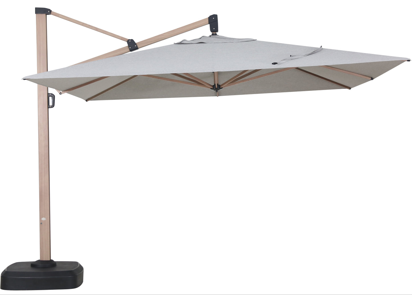 Sombrilla Mitras 350x350 cm pie lateral con base rellenable de 150 kg.