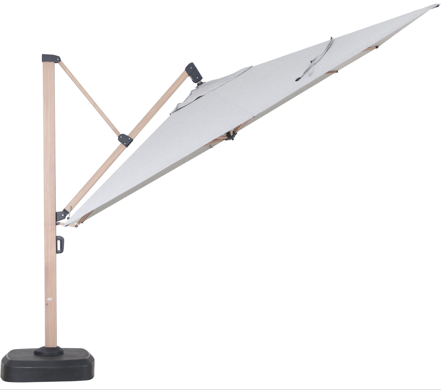 Sombrilla Mitras 350x350 cm pie lateral con base rellenable de 150 kg.