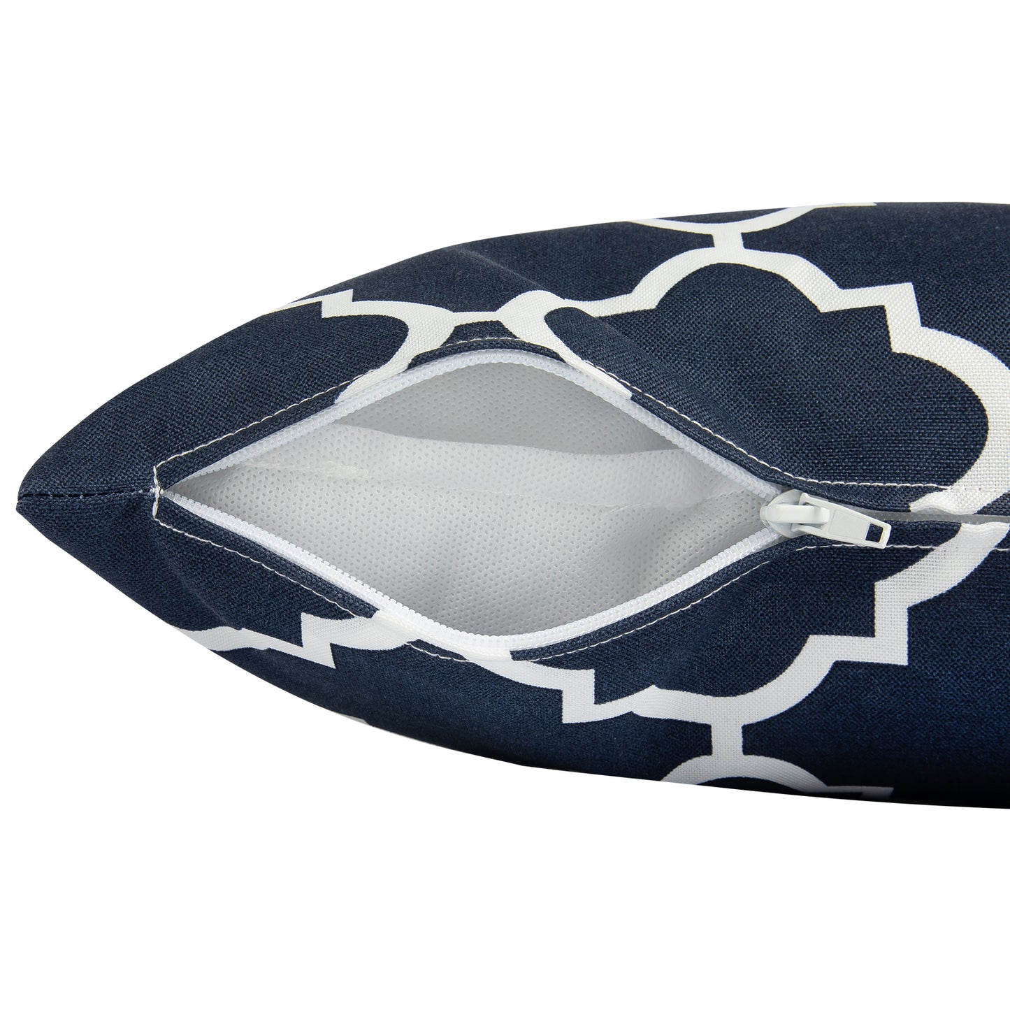 Cojín decorativo 45x45x12 cm estampado azul marino / blanco