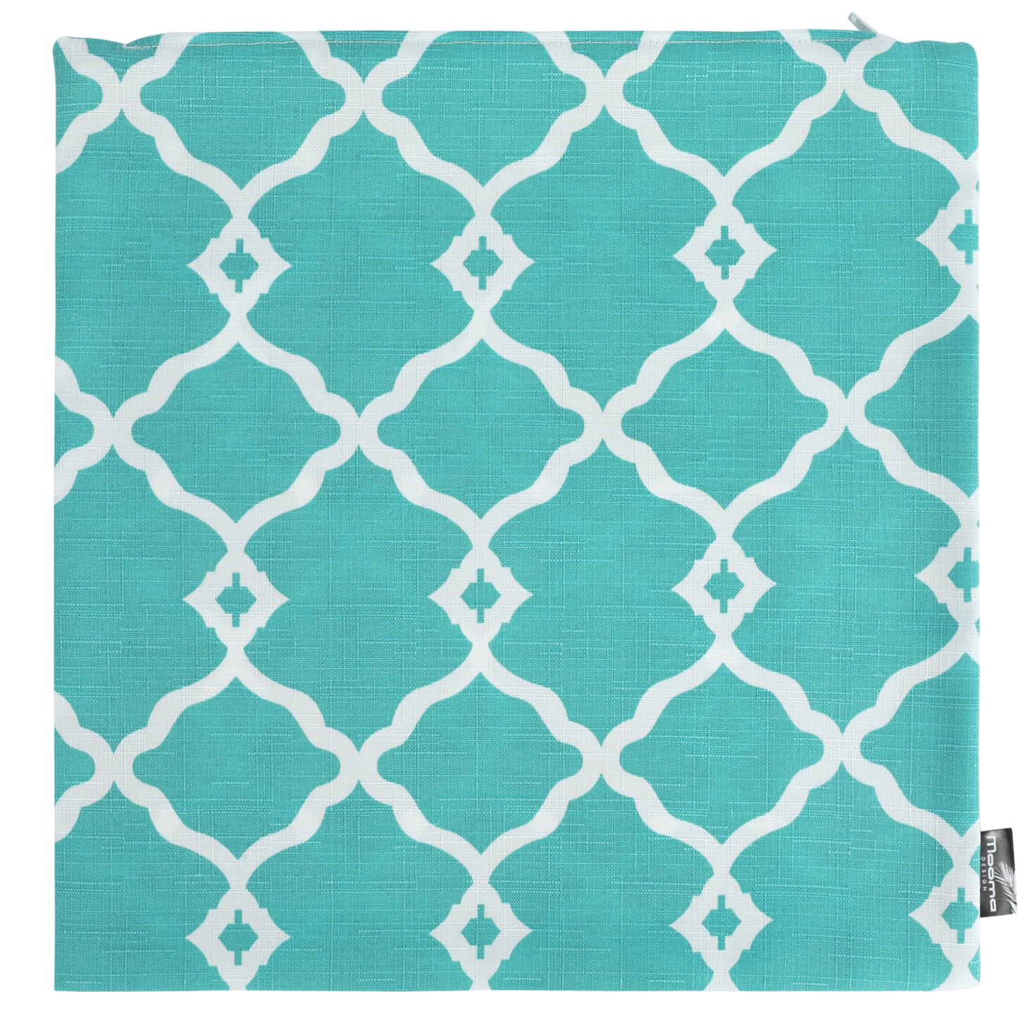 Cojín decorativo 45x45x12 cm  estampado turquesa / blanco