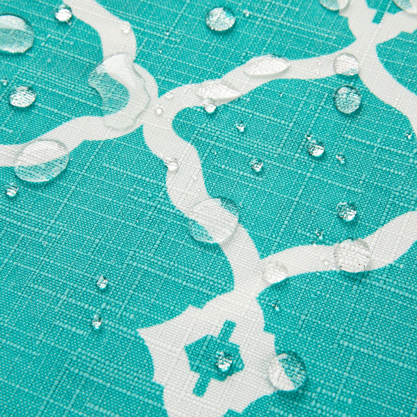 Cojín decorativo 45x45x12 cm  estampado turquesa / blanco