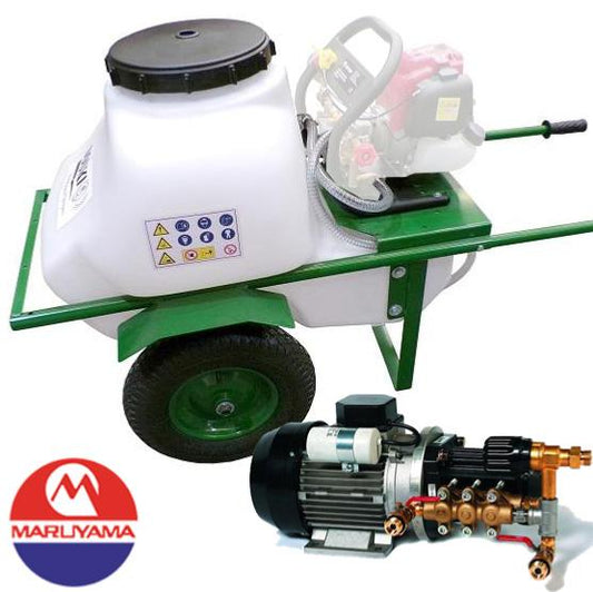 Carretilla fumigadora Maruyama 100L motor Eléctrico 40bar 15L. 2 ruedas