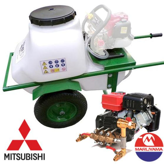 Carretilla fumigadora Maruyama motor Mitsubishi 100L 40bar 15ltr/min 2 ruedas