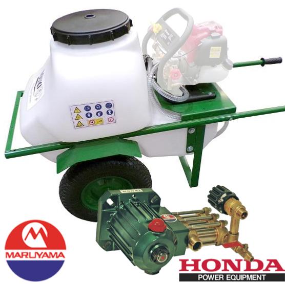 Carretilla sulfatadora Maruyama motor Honda GX160 100L 40bar 30ltr/min 2 ruedas