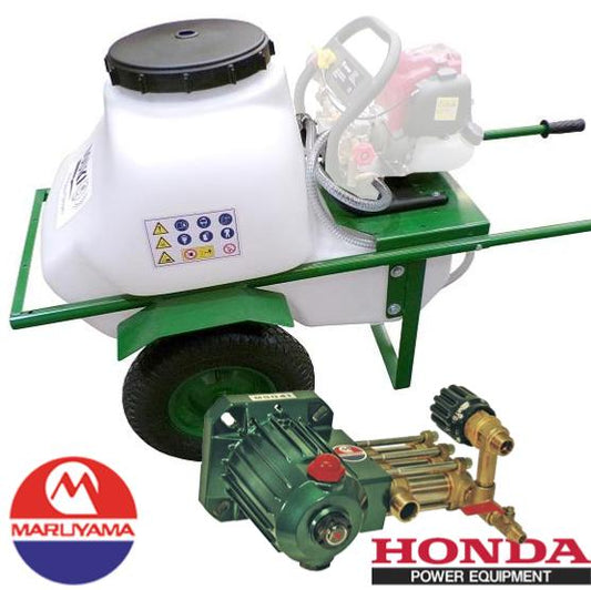 Carretilla sulfatadora Maruyama motor Honda GX160 100L 40bar 30ltr/min 2 ruedas