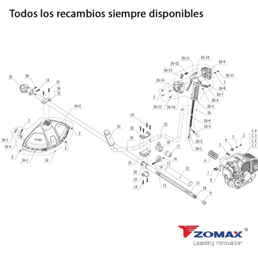 Desbrozadora zomax ZMG2602 25 c.c. 1hp.
