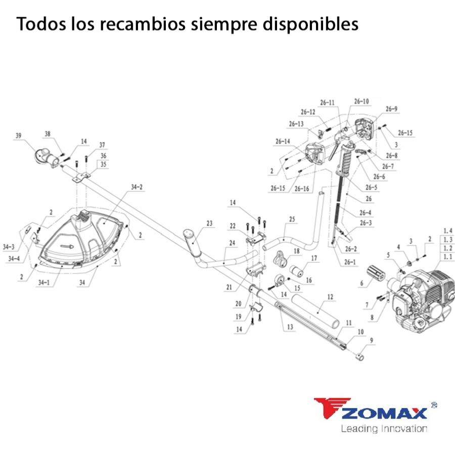 Desbrozadora zomax ZMG3303 33 c.c. 1,2hp.