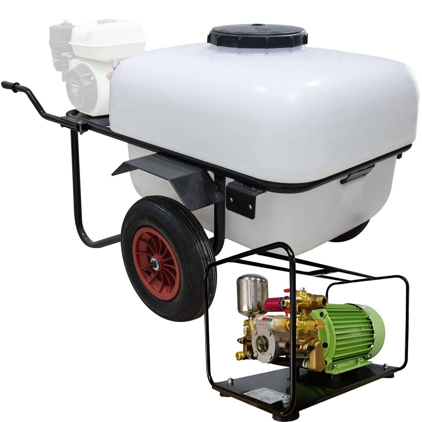 Carretilla sulfatadora 200L motor Eléctrico 40bar 10L. 2 ruedas