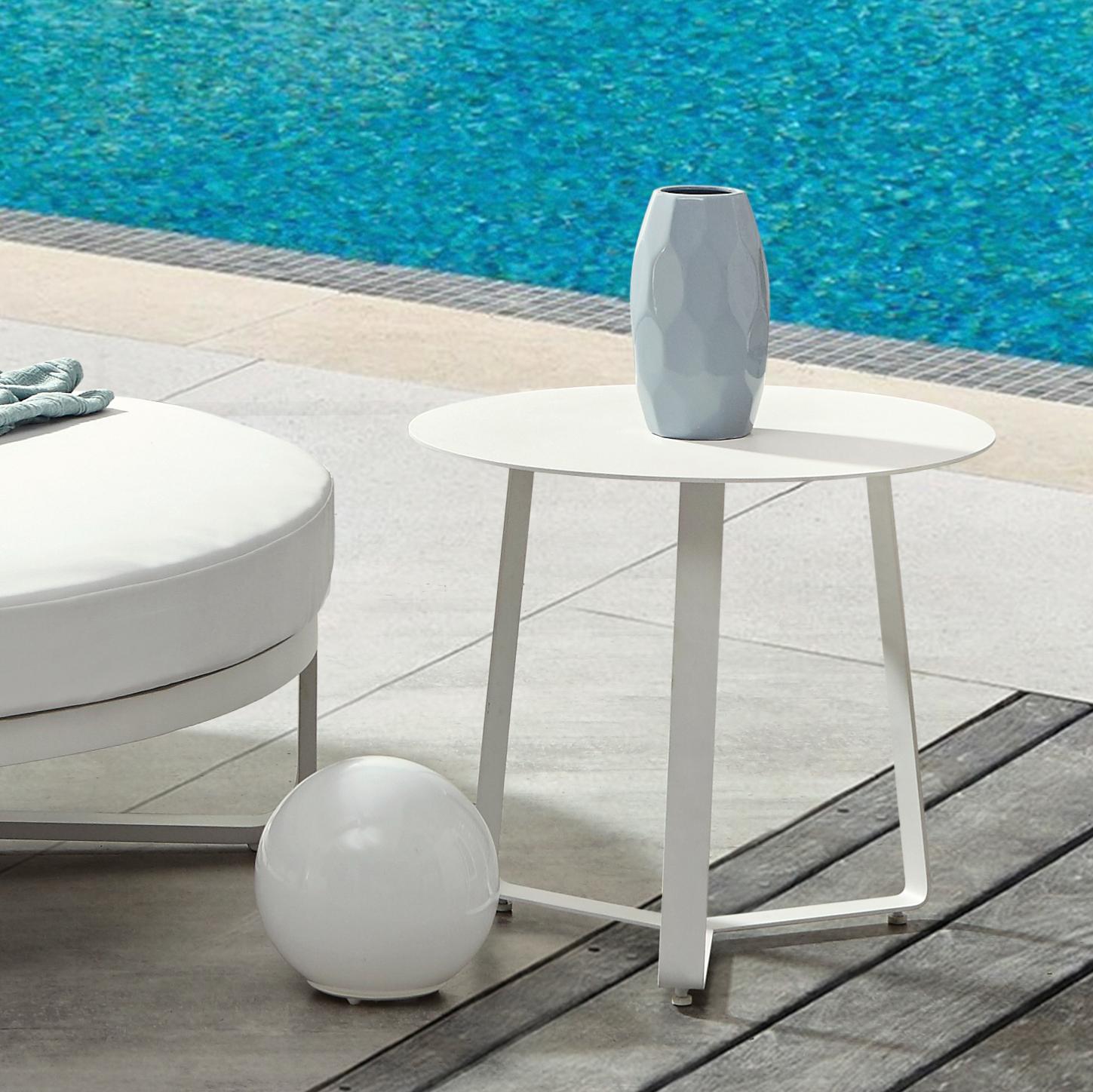 Mesa auxiliar Bangor Ø 60 cm aluminio blanco