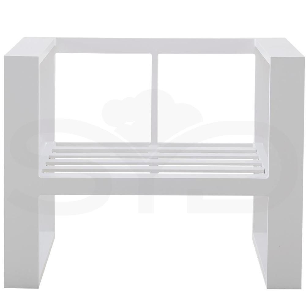 Sofá 1 plaza Niland aluminio blanco y cojinería gris claro