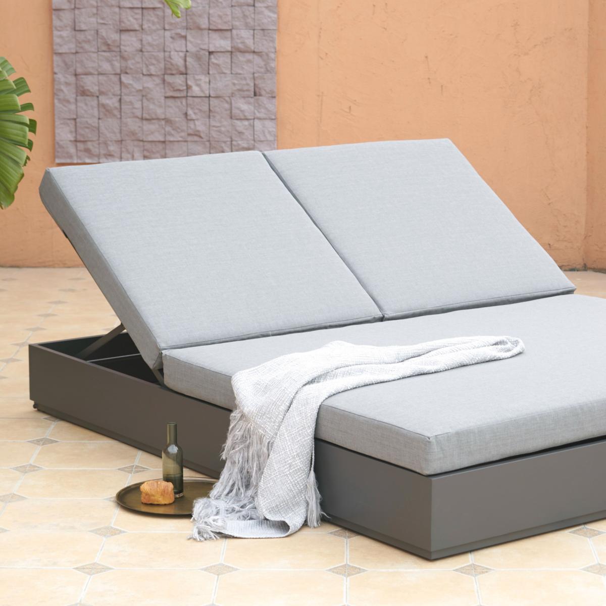 Daybed Ione aluminio antracita y textil gris medio