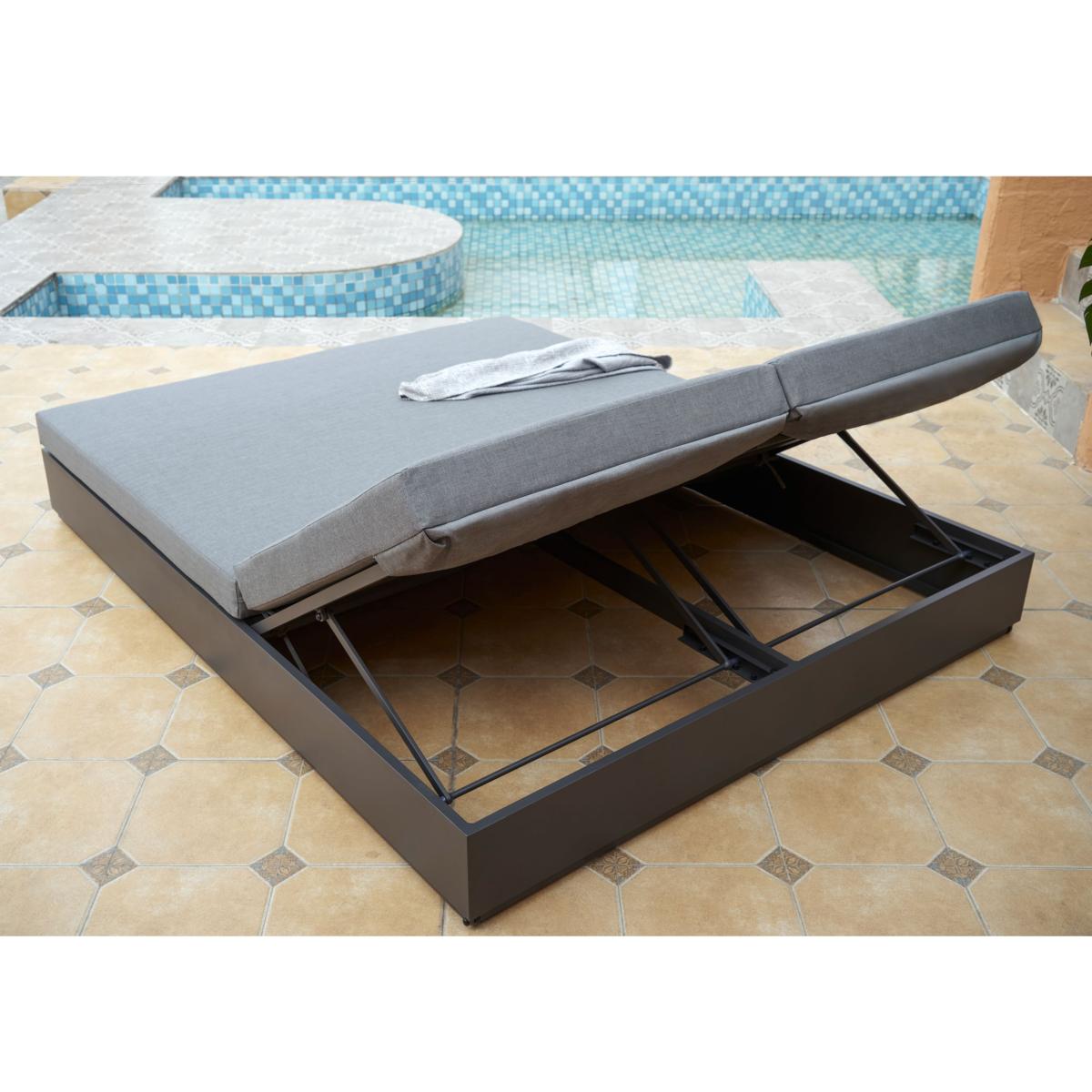 Daybed Ione aluminio antracita y textil gris medio