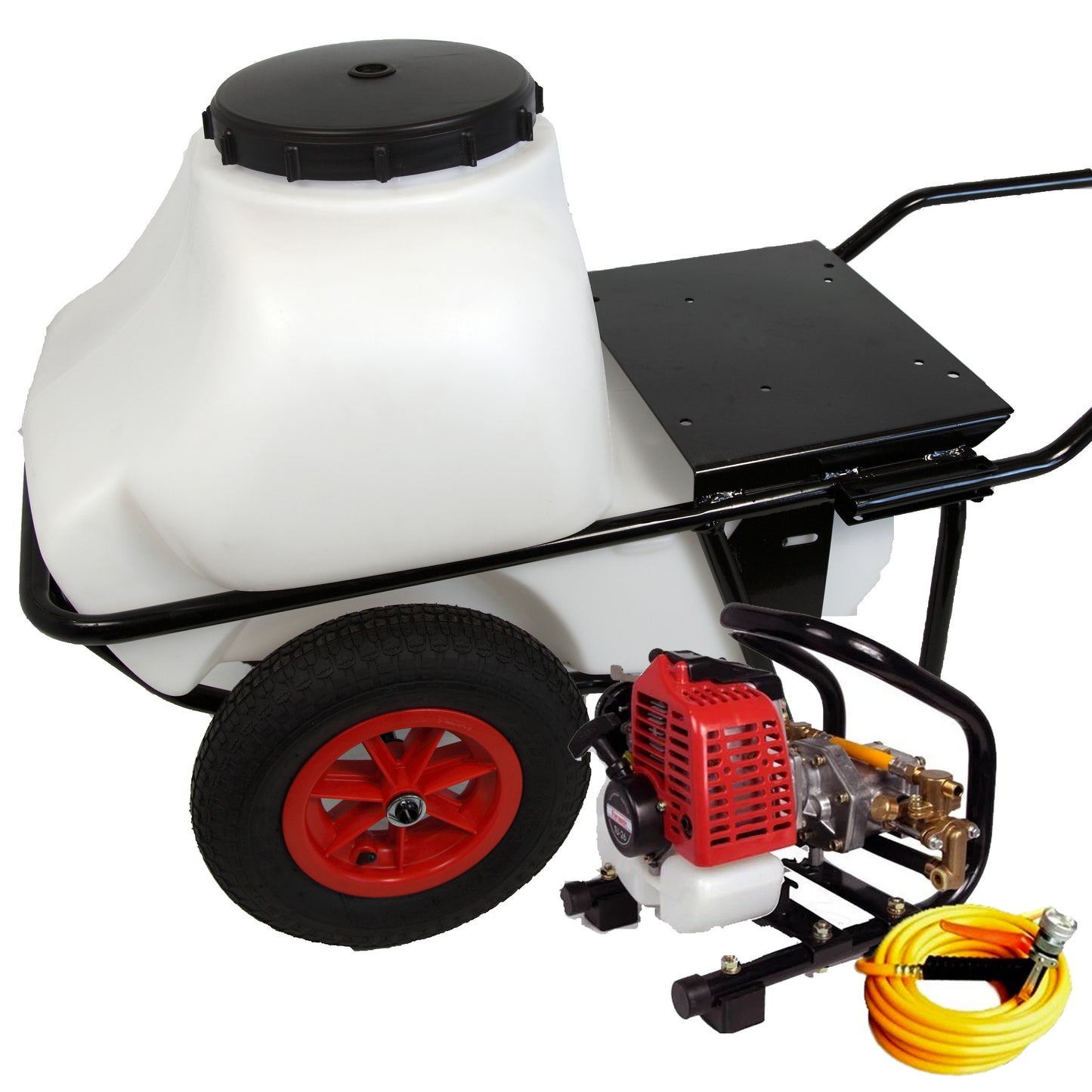 Carretilla sulfatadora, Motor Gasolina 100L. Motor 2T 30bar 10L.