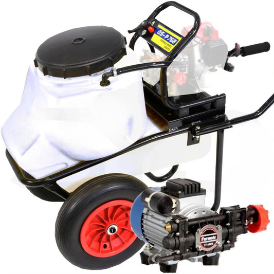 Carretilla sulfatadora, Motor Gasolina 50L. Motor eléctrico.