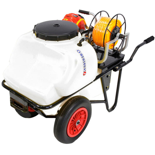 Carretilla sulfatadora 100L, Motor Gasolina. Motor 4T 30 Bar 10L dos ruedas