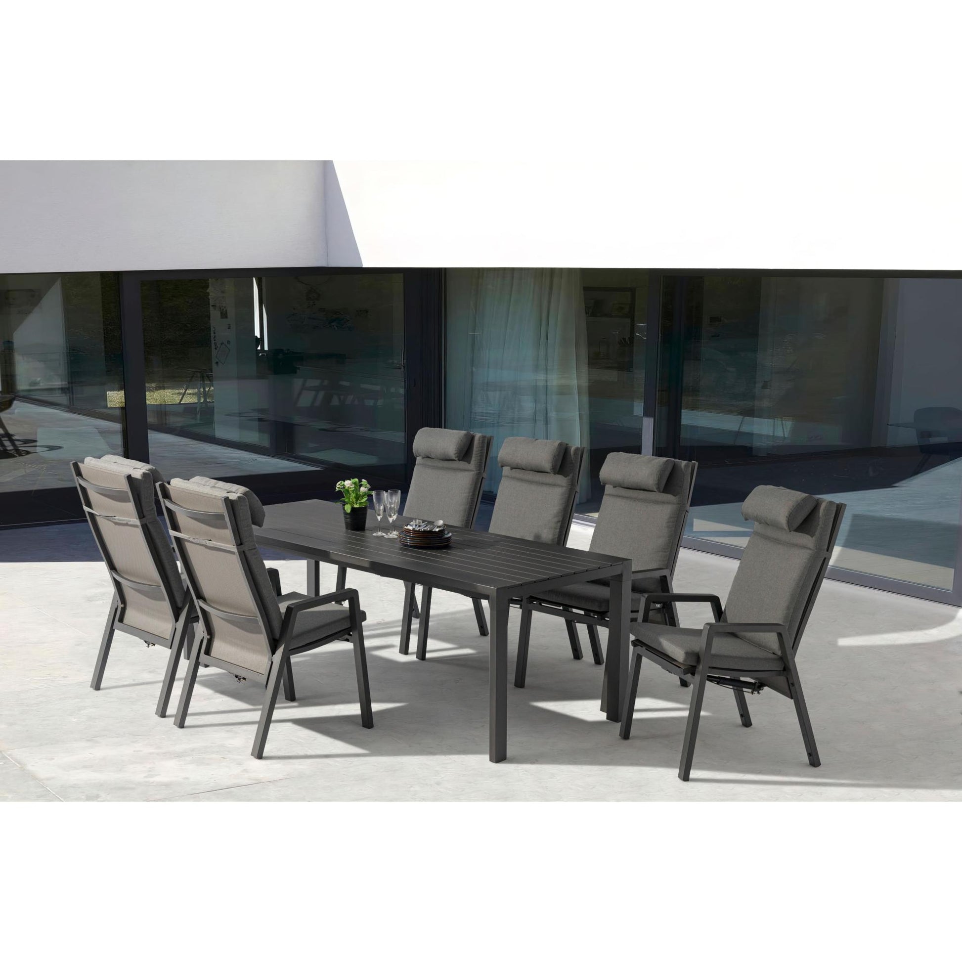 Mesa fija Byron 220 cm aluminio antracita