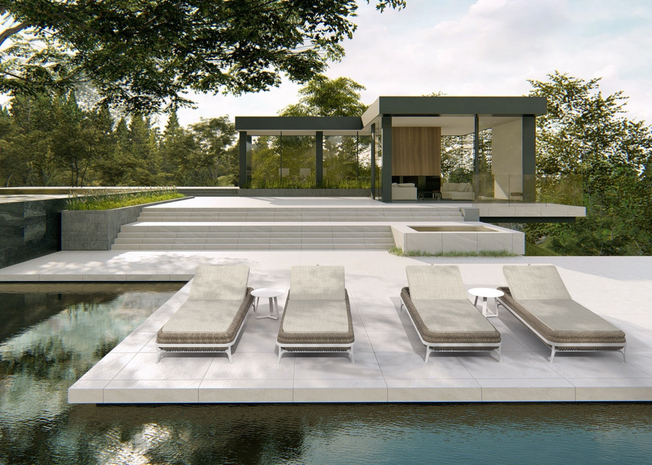 Tumbona Anmore aluminio blanco textil greige