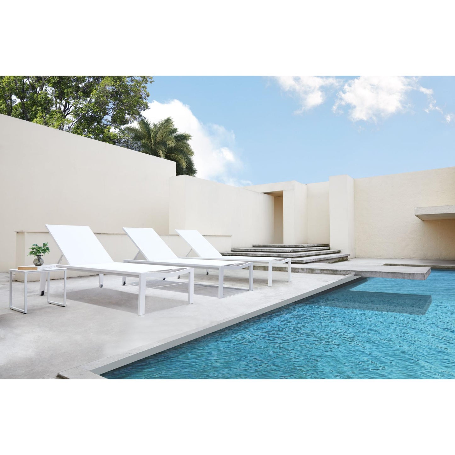 Tumbona Bangor aluminio blanco y textilene blanco