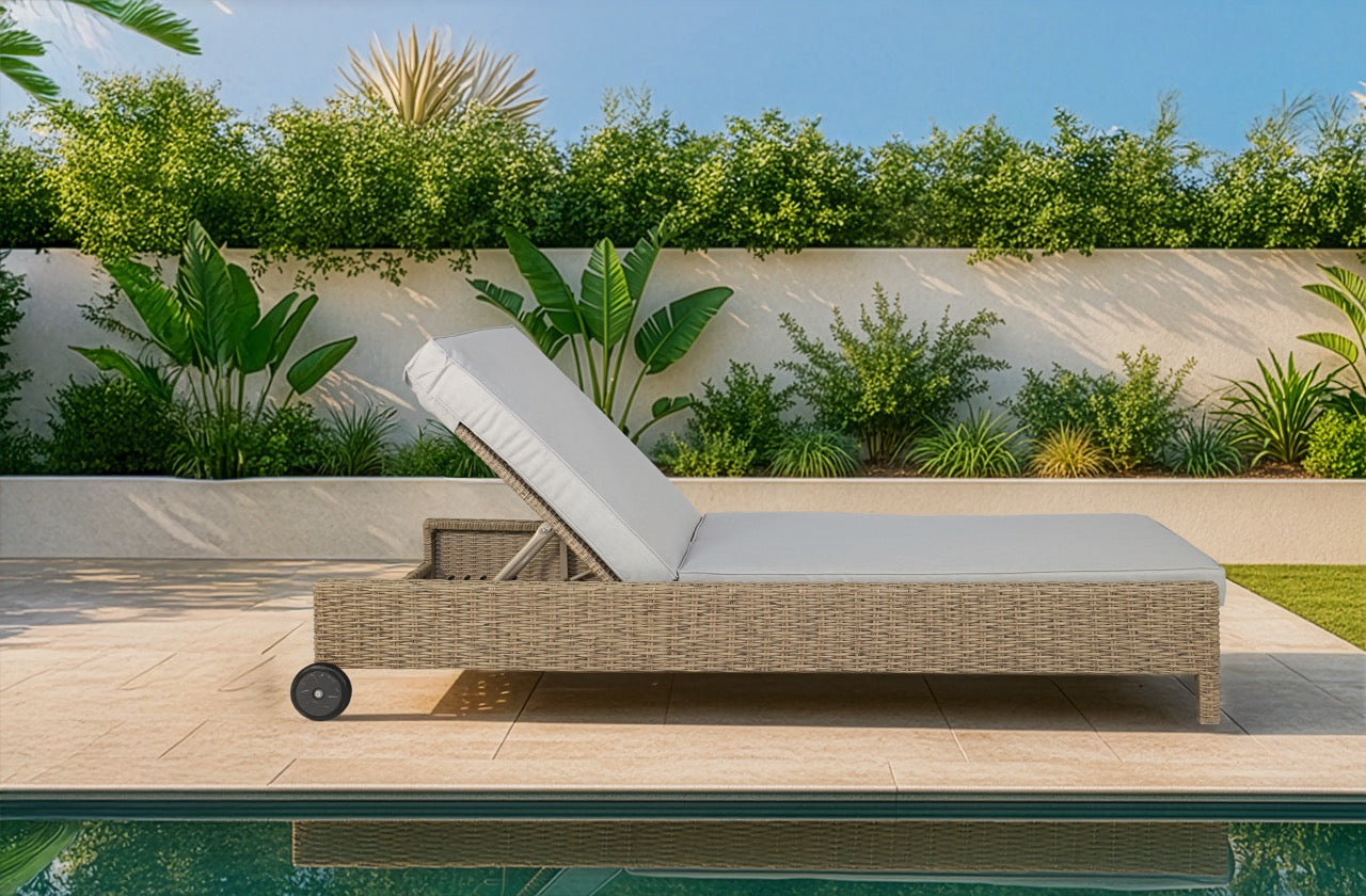 Tumbona California aluminio y ratán sintético