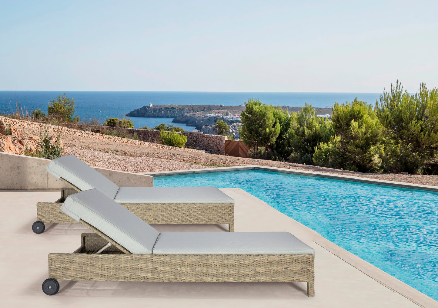 Tumbona California aluminio y ratán sintético