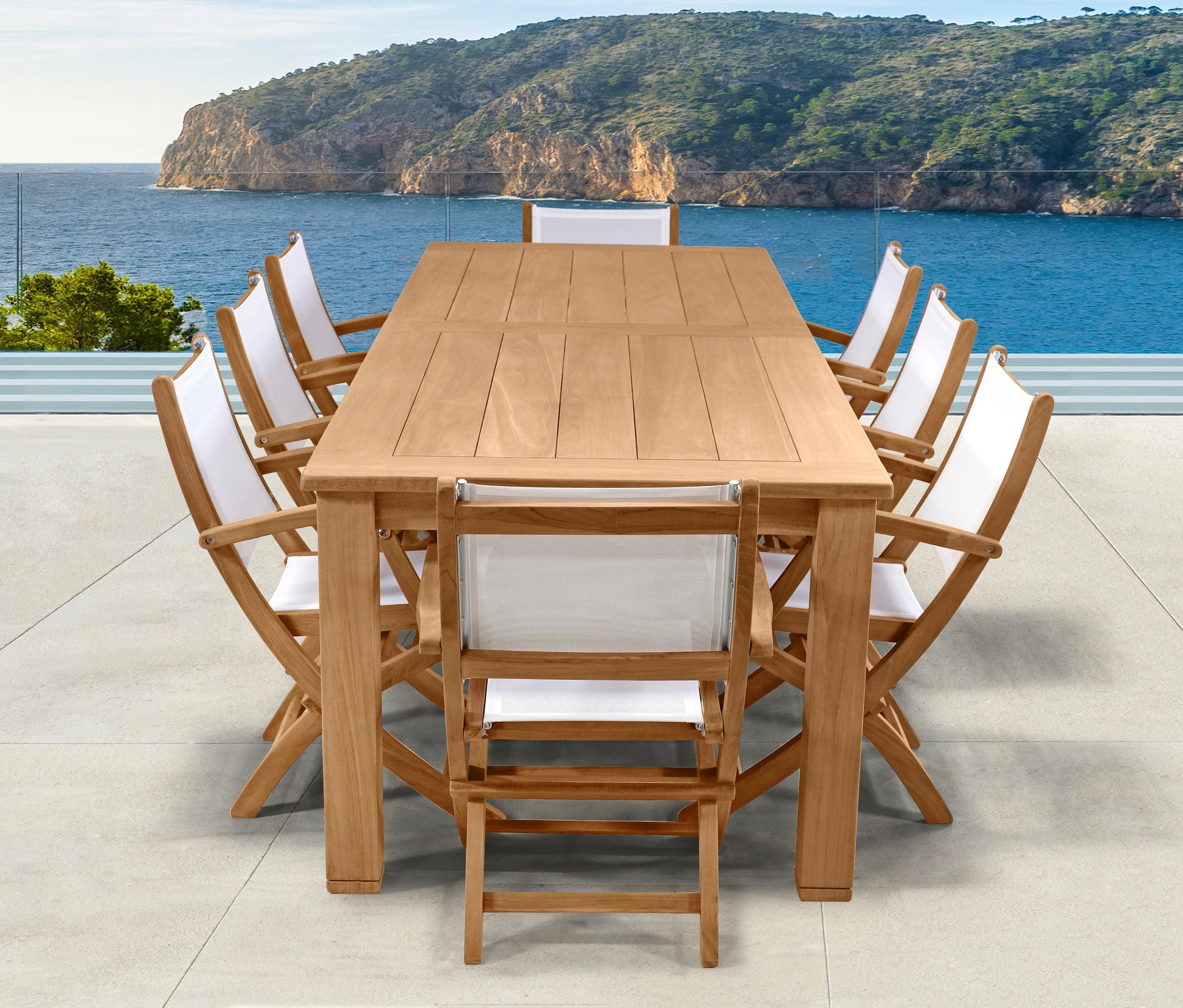 Silla plegable con brazos Candon textilene blanco