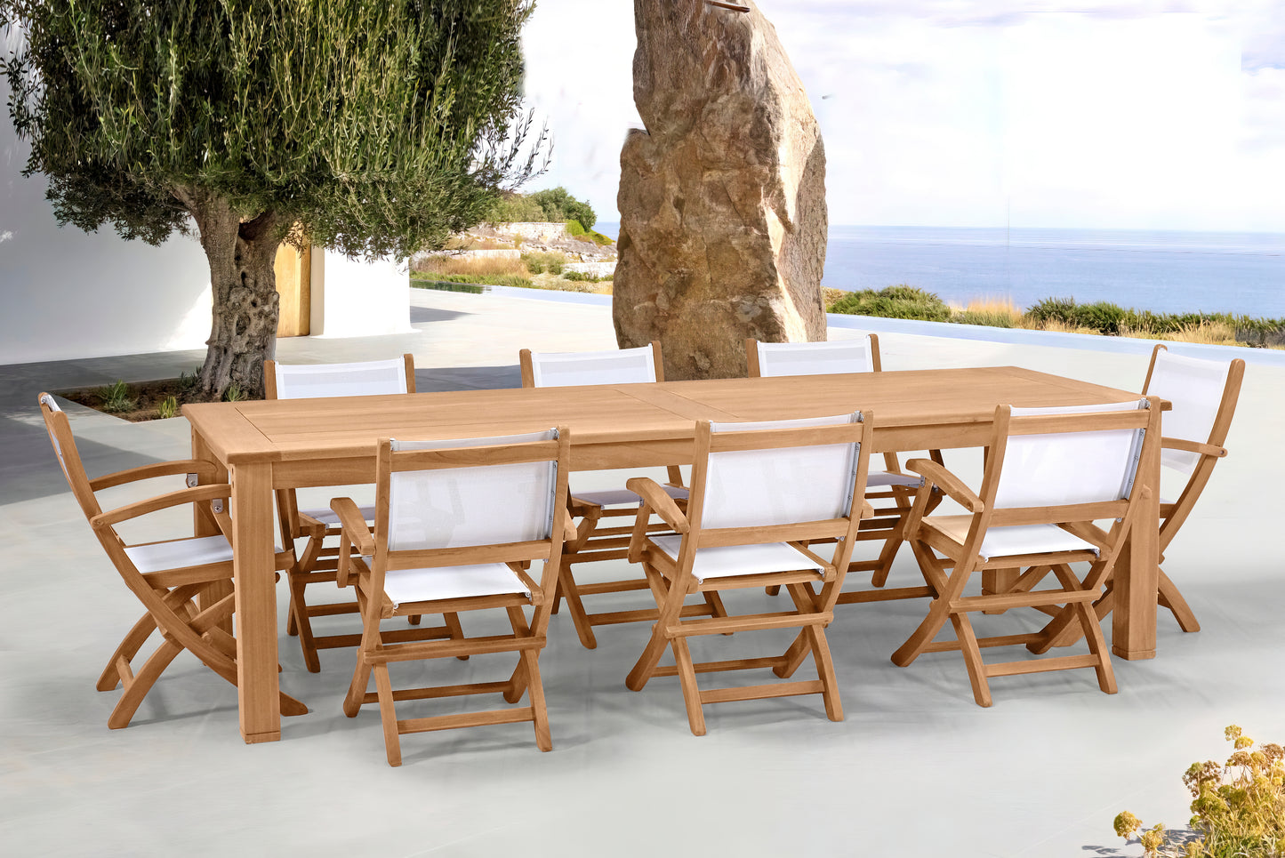 Silla plegable con brazos Candon textilene blanco