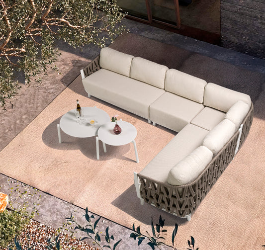 Módulo esquinero rinconera Carson aluminio blanco textil beige