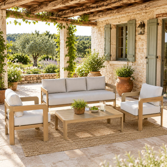 Conjunto Relax Jardín 4 Piezas Aluminio Imitación Madera | Sea Side