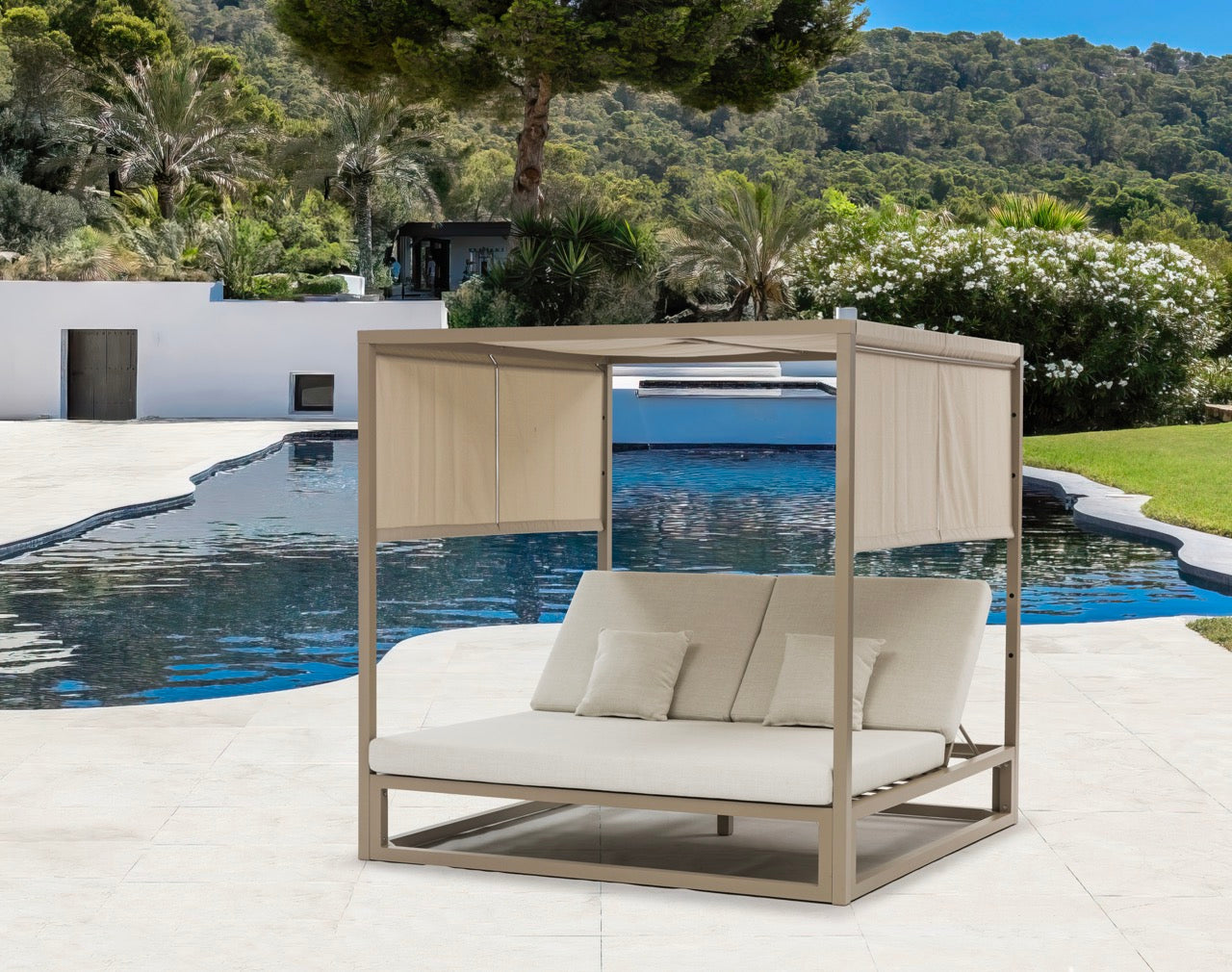 Daybed Edna aluminio taupe y textil beige