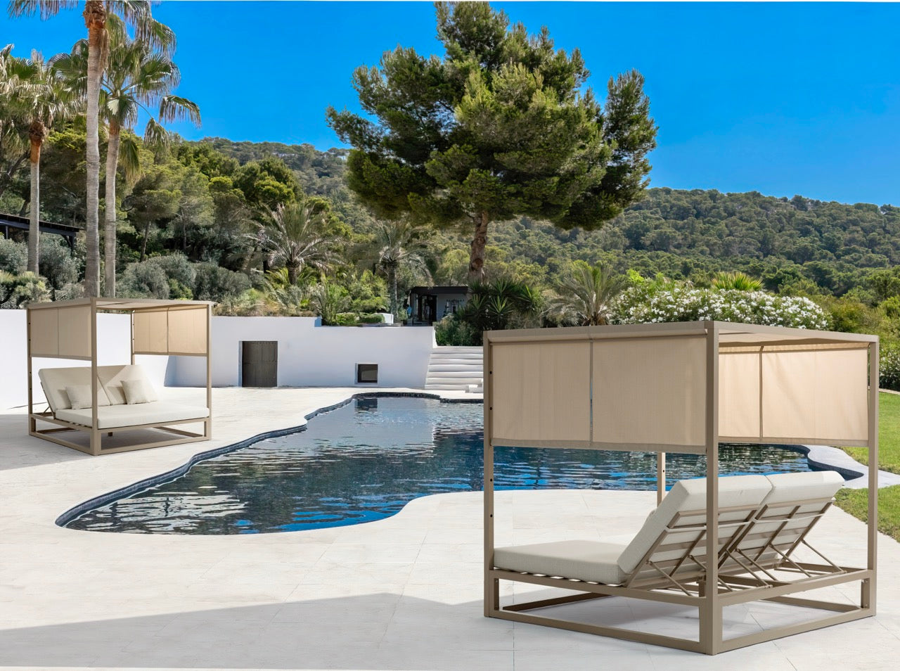 Daybed Edna aluminio taupe y textil beige