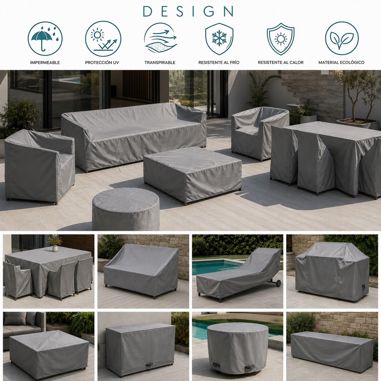 Funda de protección para mesa auxiliar rectangular 120 × 75 × 40 cm (Copia)