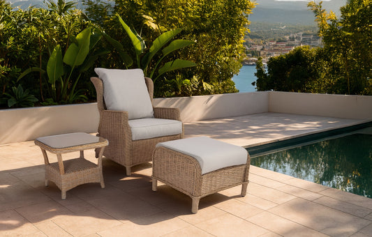 Butaca relax Oregón multiposición aluminio y ratán sintético