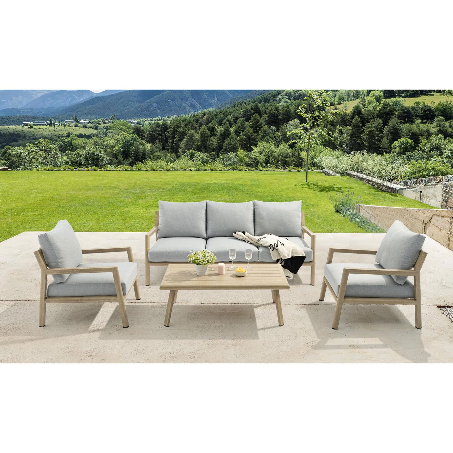 Mesa de centro Harmony aluminio efecto  madera