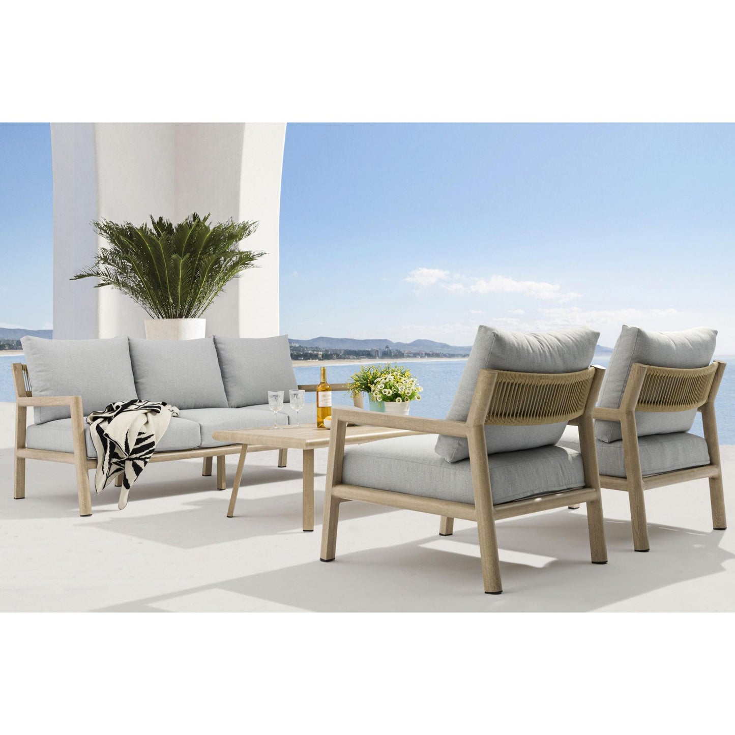 Mesa de centro Harmony aluminio efecto  madera