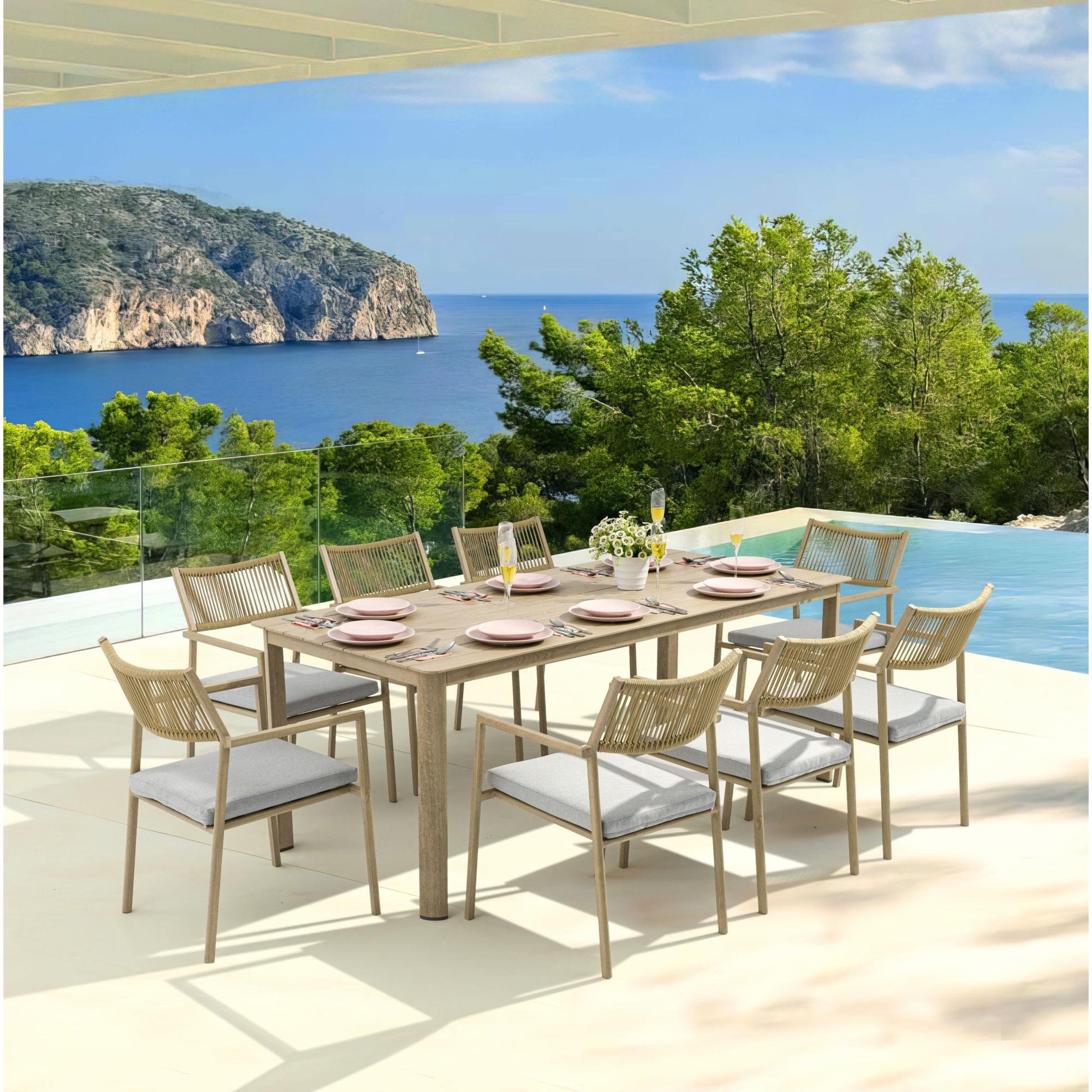 Mesa de comedor Harmony 200*88 cm  aluminio efecto madera