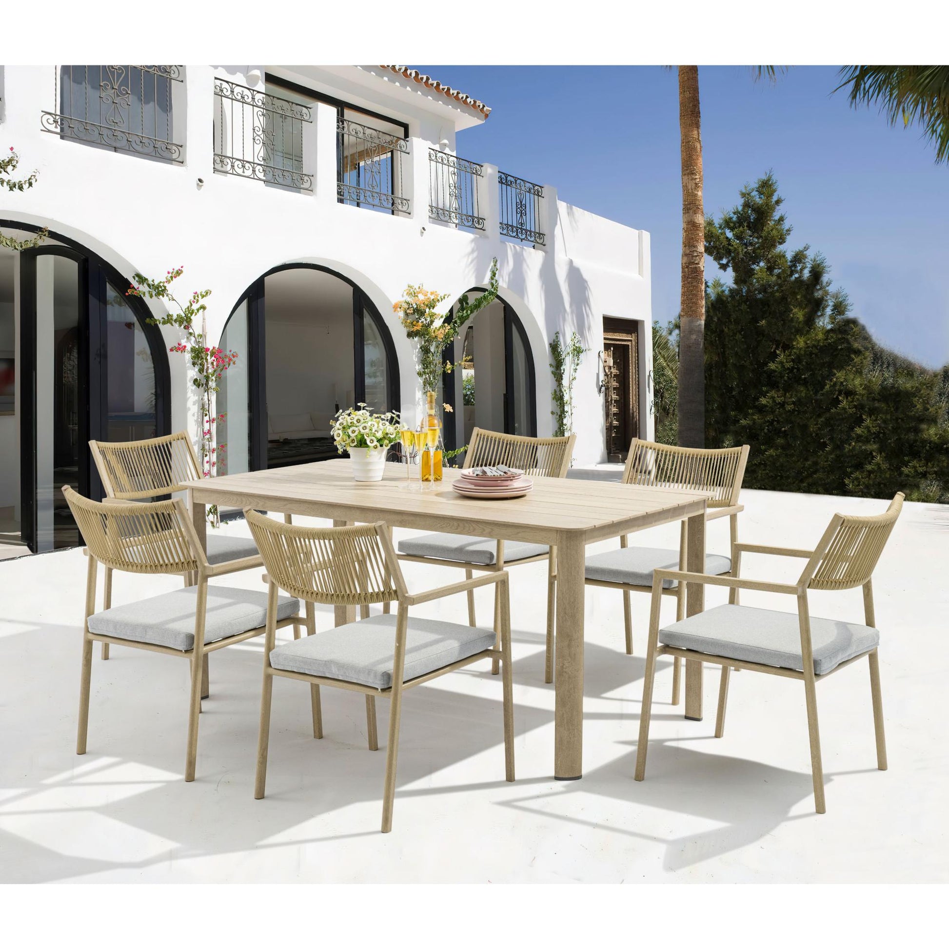 Mesa de comedor Harmony 200*88 cm  aluminio efecto madera
