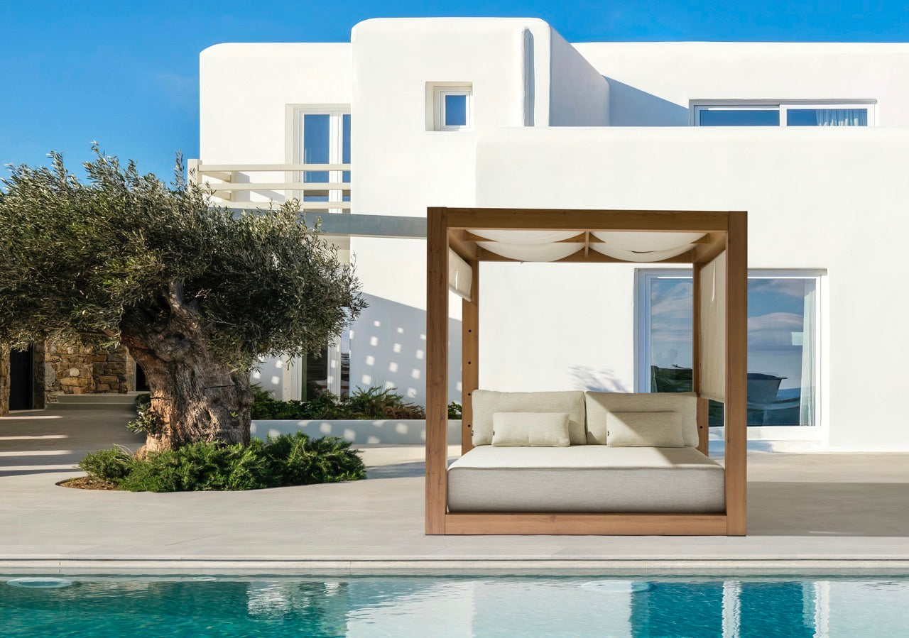 Daybed Java 220 x 196x200 cm aluminio efecto teca natural