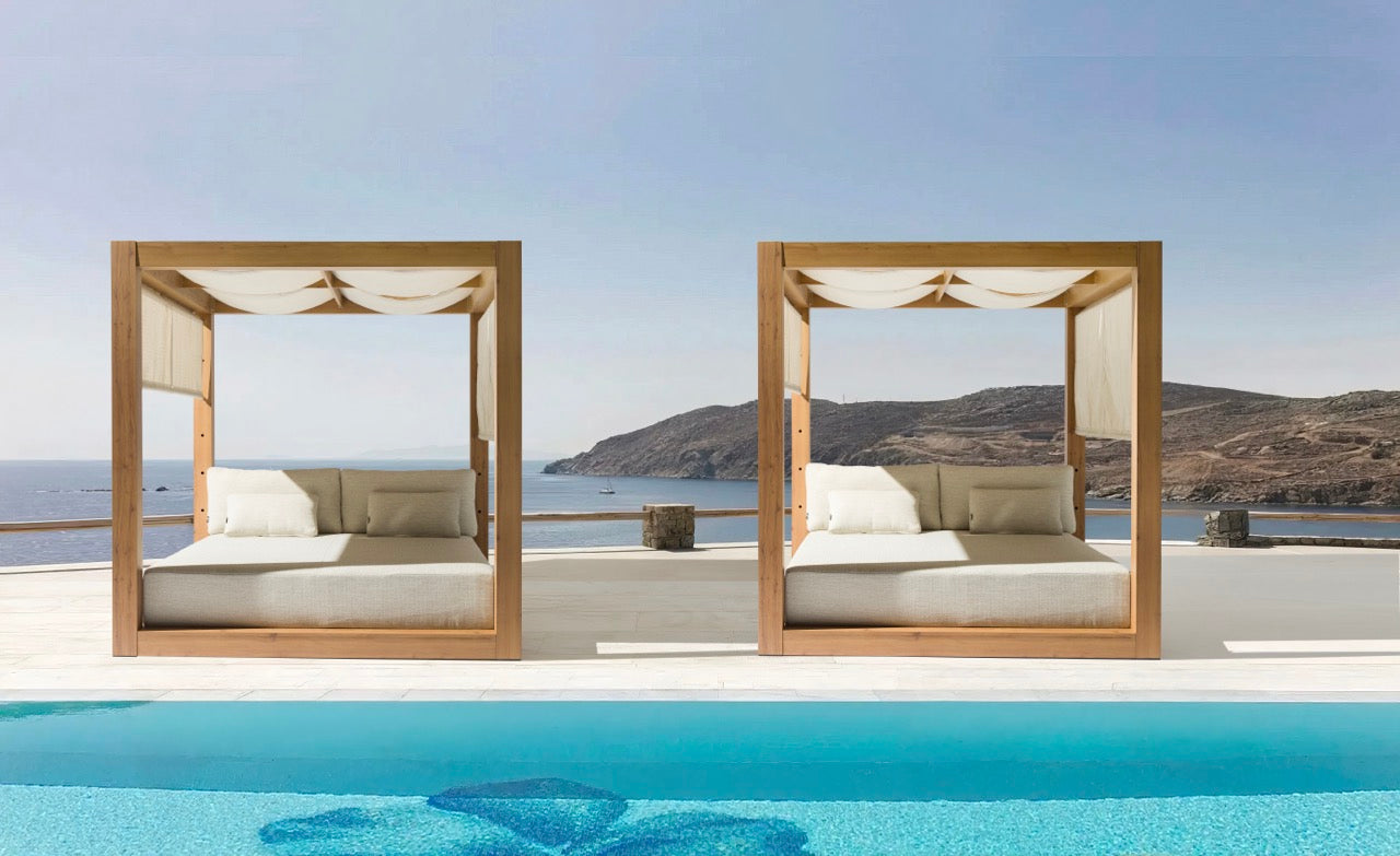 Daybed Java 220 x 196x200 cm aluminio efecto teca natural