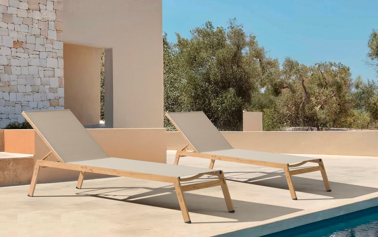 Hamaca apilable Java 205x65x35 cm aluminio efecto teca natural