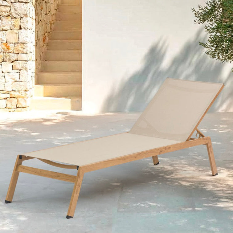 Hamaca apilable Java 205x65x35 cm aluminio efecto teca natural