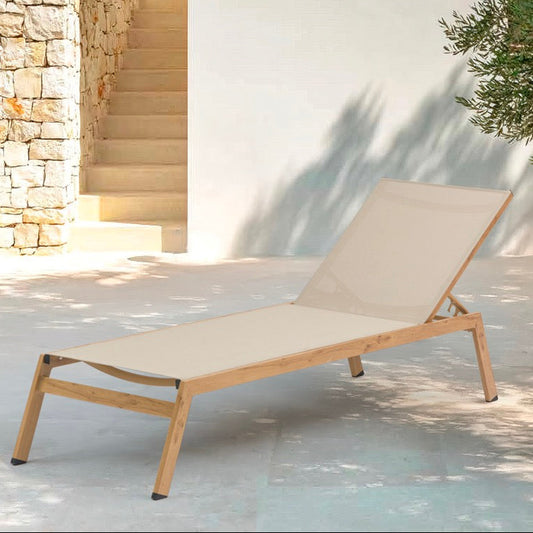 Hamaca apilable Java 205x65x35 cm aluminio efecto teca natural