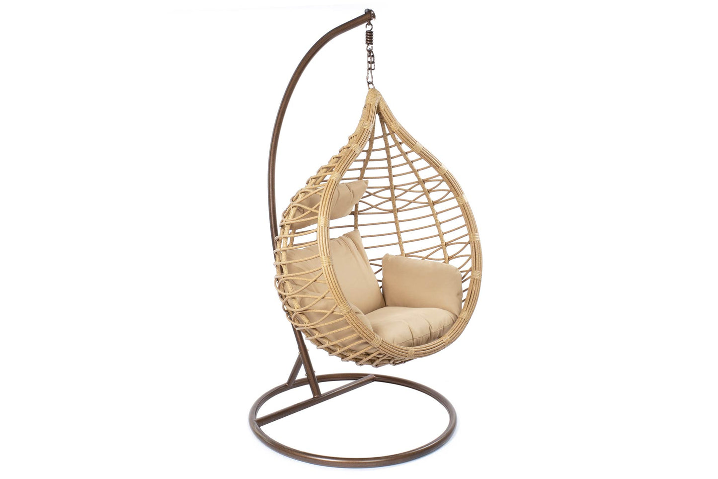 Sillón Colgante 1 Plaza Ratán Sintético Marrón con Base y Cojín
