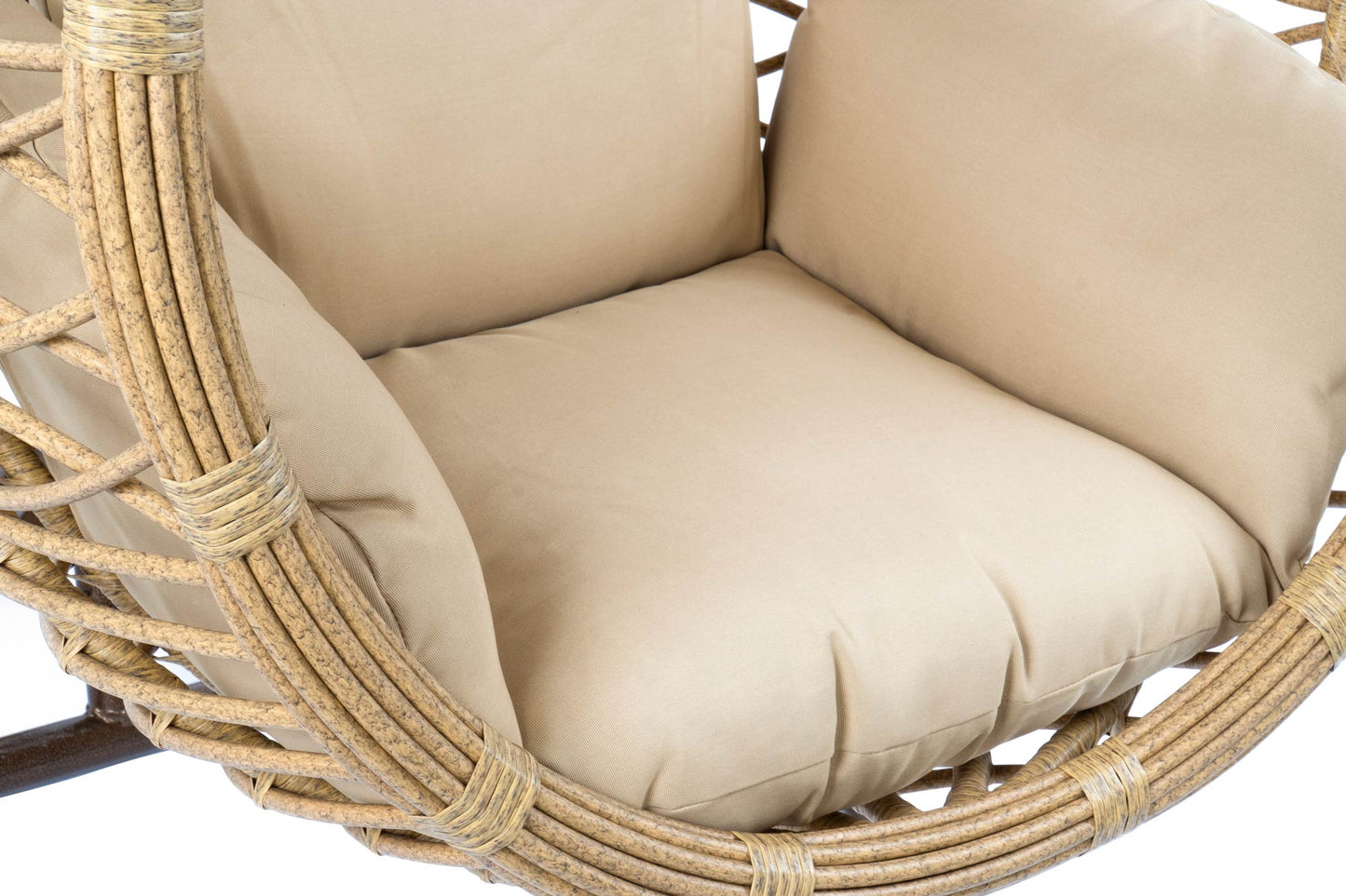 Sillón Colgante 1 Plaza Ratán Sintético Marrón con Base y Cojín