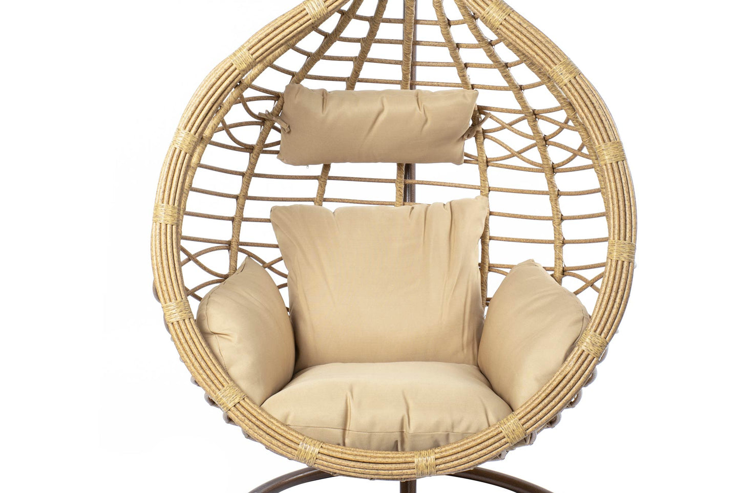 Sillón Colgante 1 Plaza Ratán Sintético Marrón con Base y Cojín