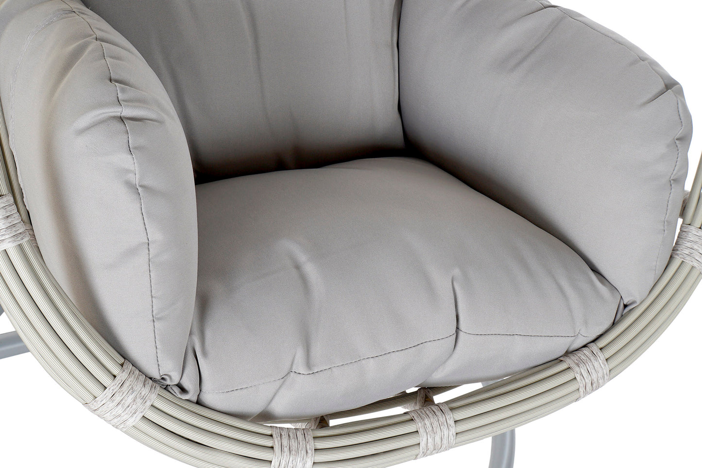 Sillón Colgante 1 Plaza Ratán Sintético Gris con Base y Cojín