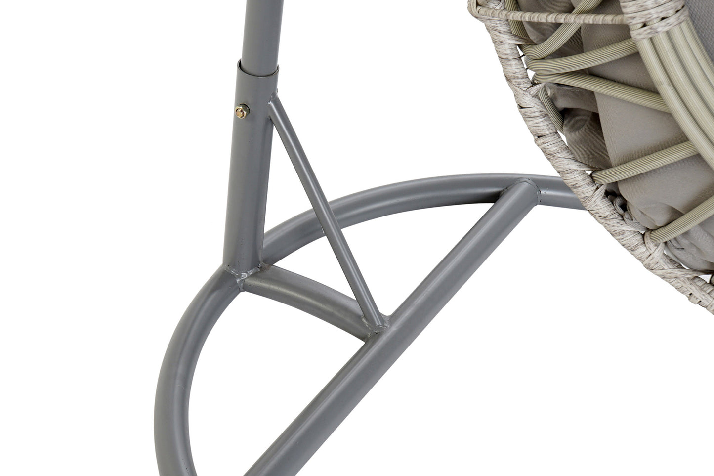 Sillón Colgante 1 Plaza Ratán Sintético Gris con Base y Cojín