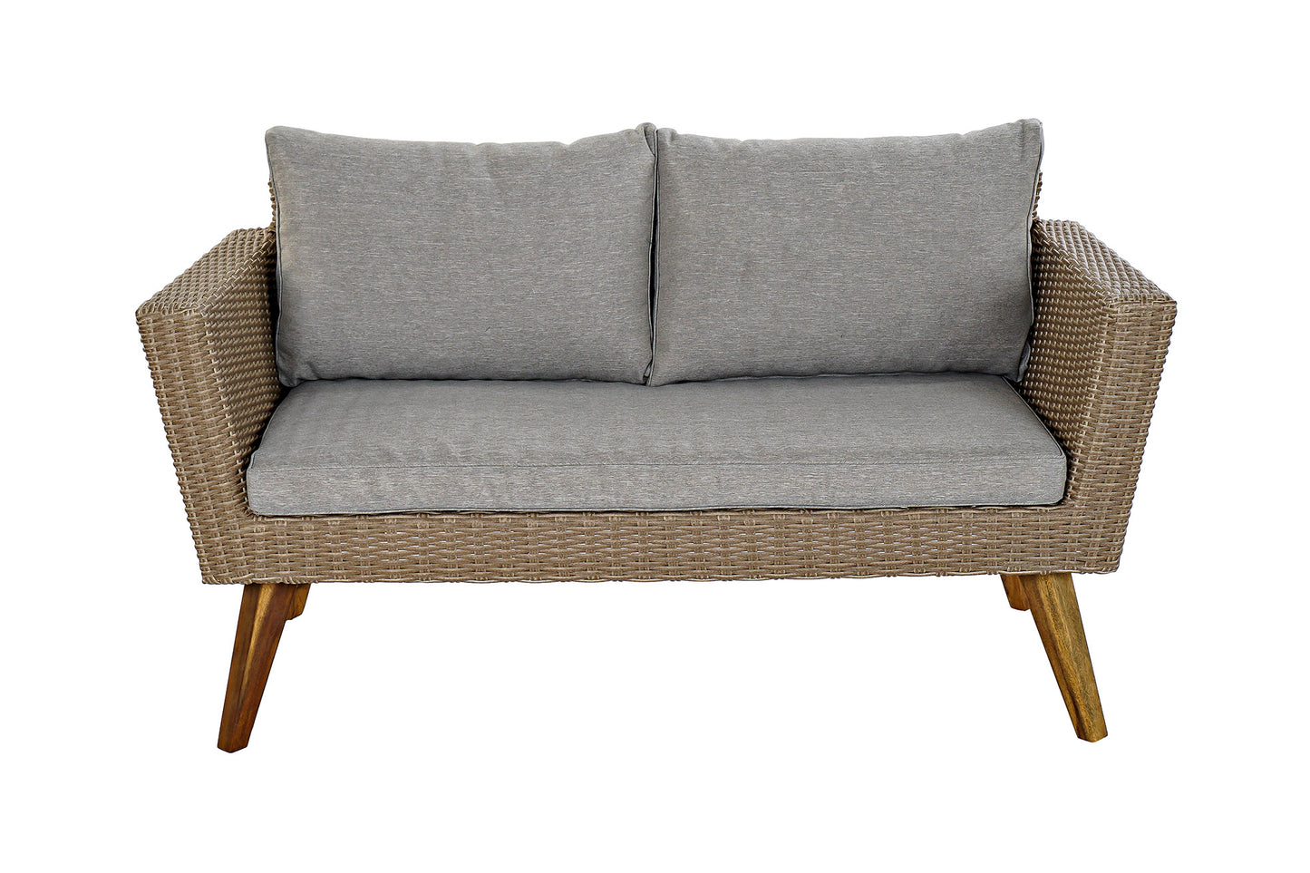 Conjunto Relax Jardín Ratán Sintético Sofá 2P + 2 Sillones + Mesa Cristal